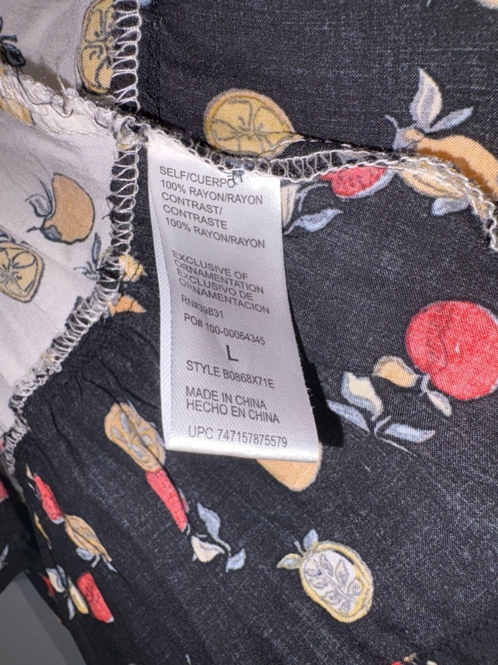 Fruit Print Flowy Babydoll Smocked Peasant Blouse - Picture 8 of 10